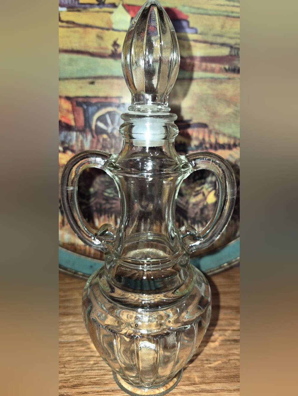 Vintage Glass Bottle with Stopper Cruit Avon 8" Tall